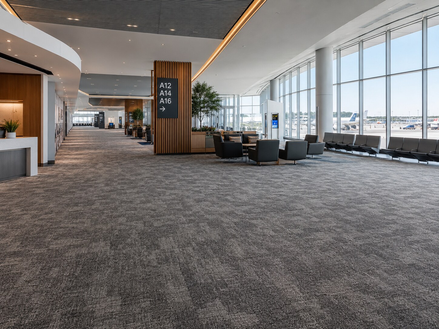 Carpet tile installation in an institutional common area
